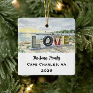 Personalised Cape Charles, Virginia Xmas Ceramic Ornament