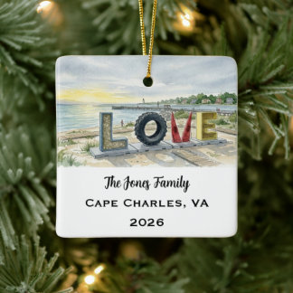 Personalised Cape Charles, Virginia Xmas Ceramic Ornament