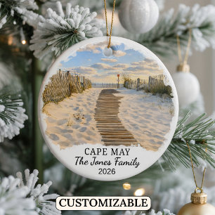 Personalised Cape May Ornament, Custom New Jersey Ceramic Tree Decoration