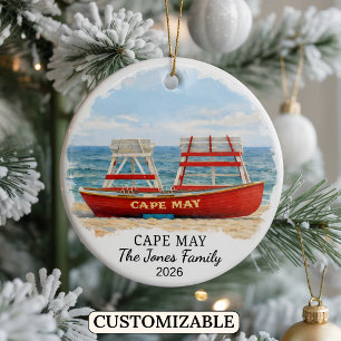 Personalised Cape May Ornament, Custom New Jersey Ceramic Tree Decoration