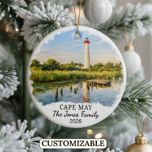 Personalised Cape May Ornament, Custom New Jersey Ceramic Tree Decoration