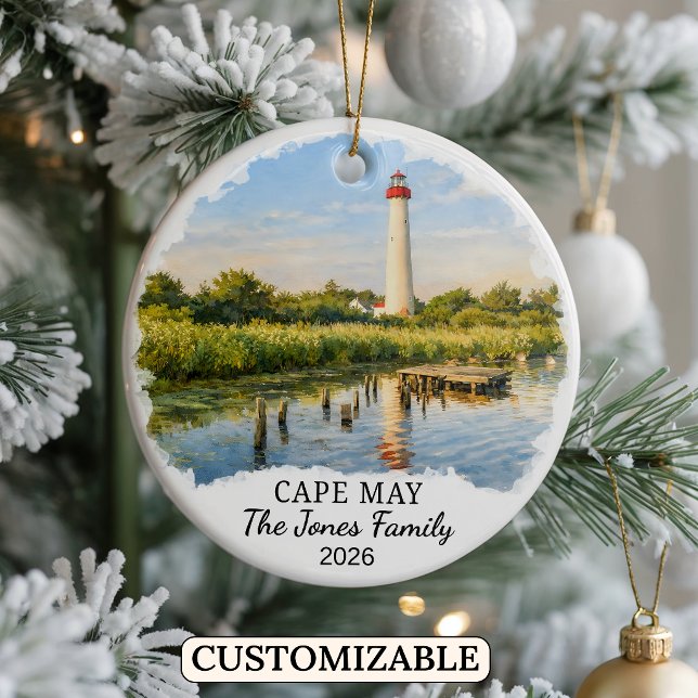 Personalised Cape May Ornament, Custom New Jersey Ceramic Tree Decoration (Creator Uploaded)