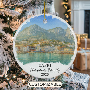 Personalised Capri Ornament, Italy Ceramic Tree Decoration