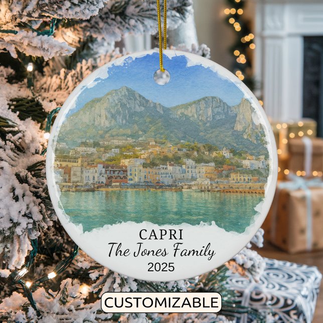 Personalised Capri Ornament, Italy Ceramic Tree Decoration (Creator Uploaded)