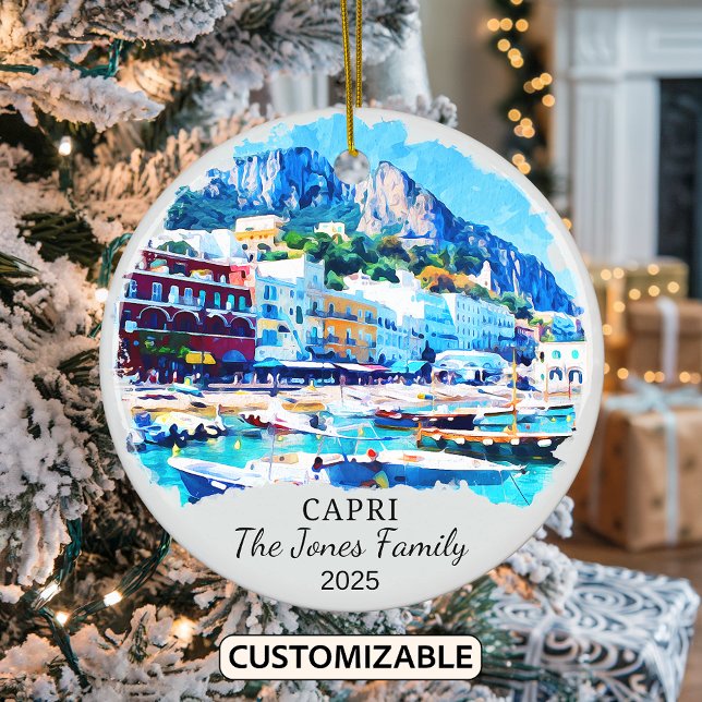 Personalised Capri Ornament, Italy Gift Ceramic Tree Decoration (Creator Uploaded)