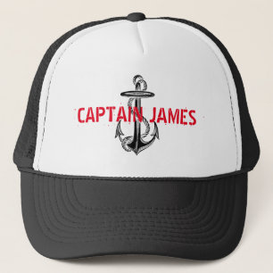 Personalised Captain Black Vintage Anchor Trucker Hat