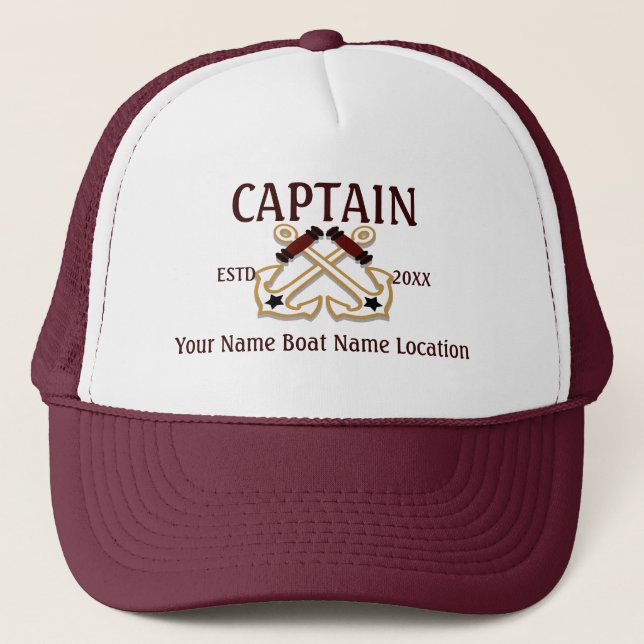 Personalised Captain First Mate Crew or Skipper Trucker Hat (Front)