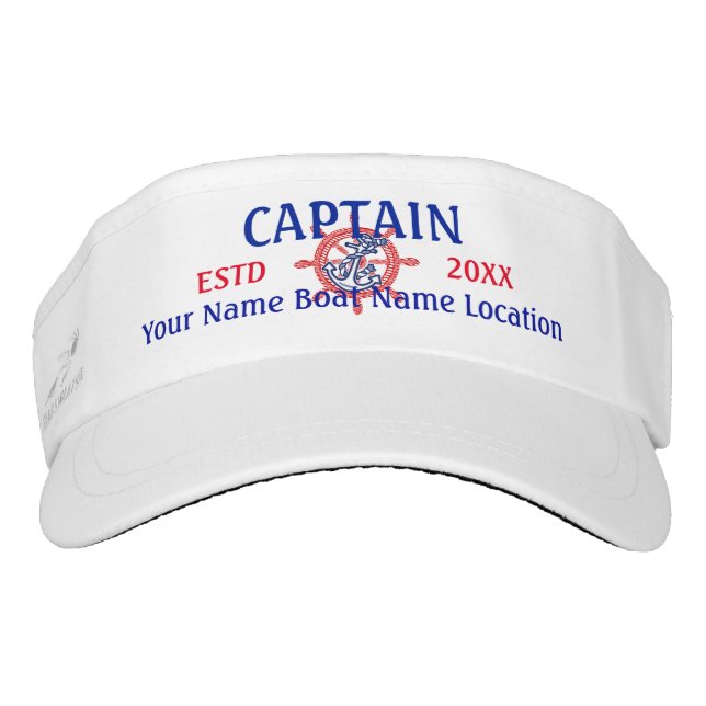 Personalised Captain First Mate Crew or Skipper Visor (Front)