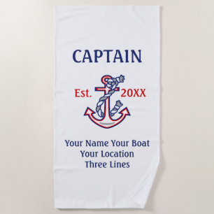 Personalised Captain First Mate Skipper Gear Beach Towel