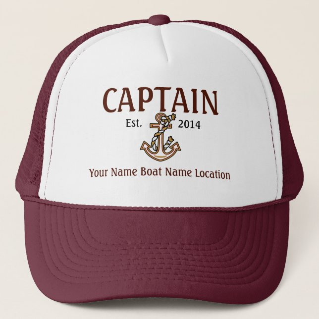 Personalised Captain Hat Year Name Location (Front)