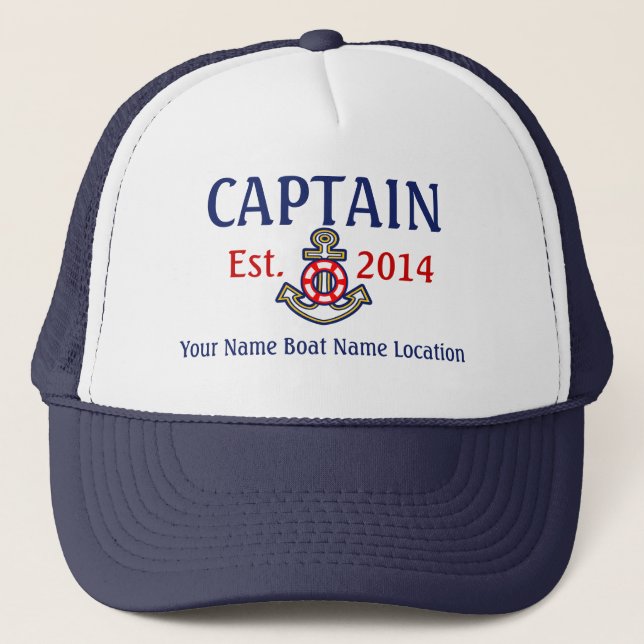 Personalised Captain Hat Year Name Location (Front)