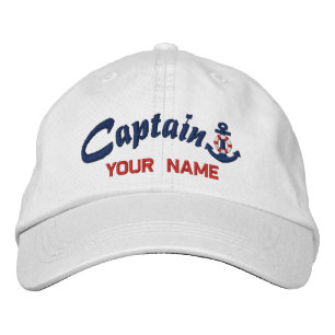 Personalised Captain Lifesaver Anchor Your Name Embroidered Hat