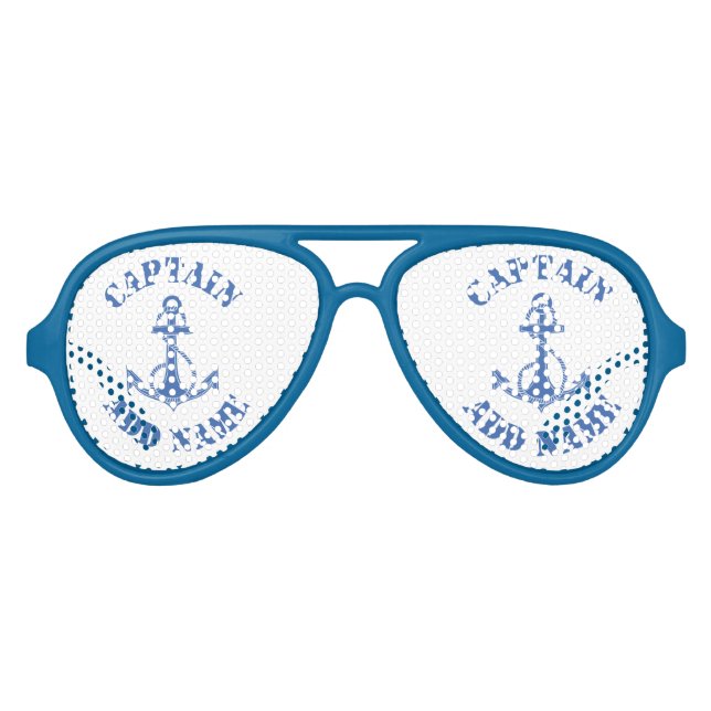 Personalised captain name anchor aviator sunglasses (Front)