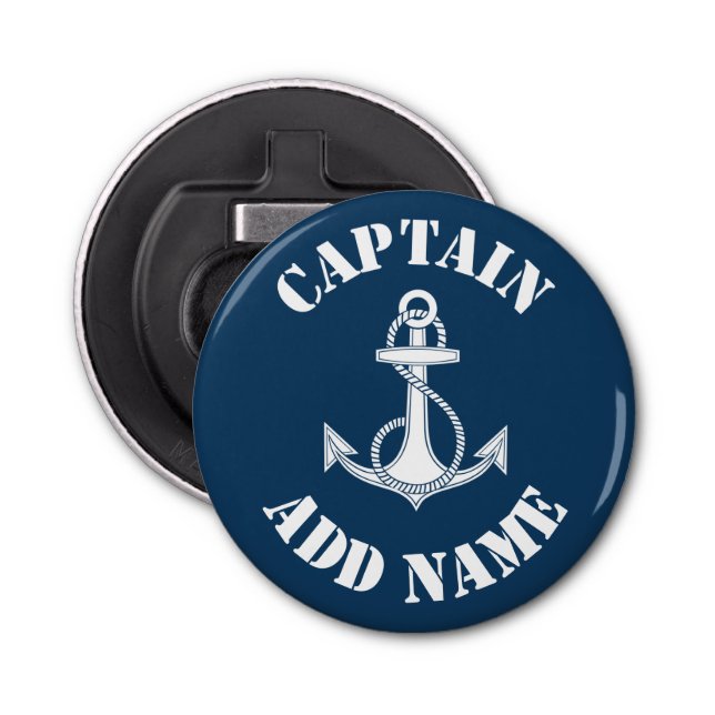 Personalised captain name anchor bottle opener (Front)