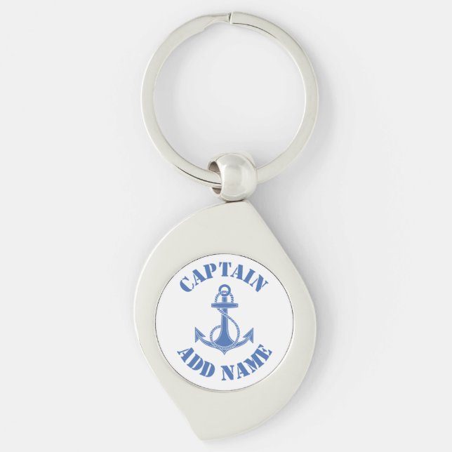 Personalised captain name anchor key ring (Front)