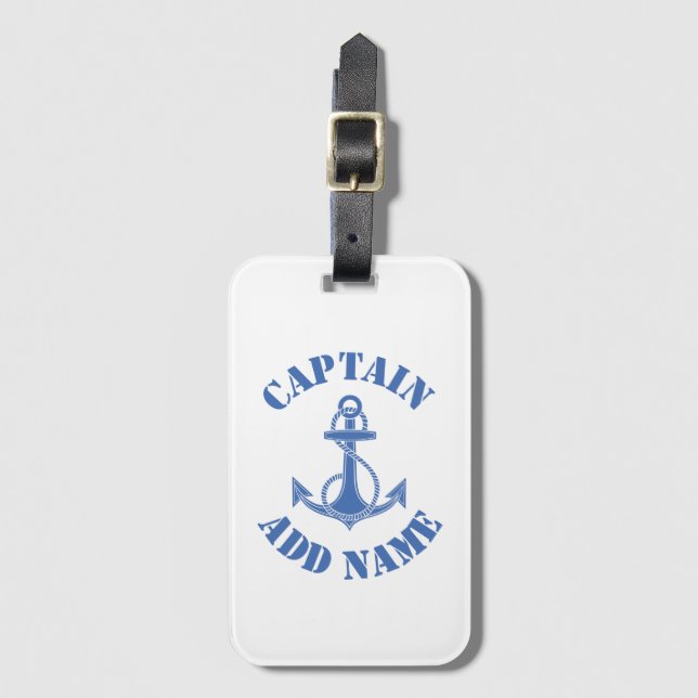 Personalised captain name anchor luggage tag (Front Vertical)