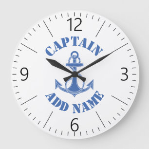 Personalised captain name boat large clock