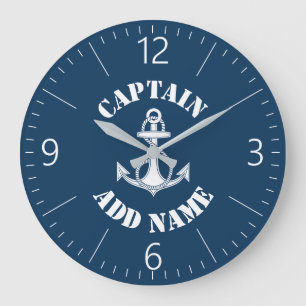 Personalised captain name boat large clock