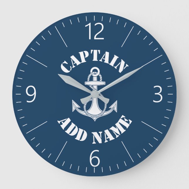 Personalised captain name boat large clock (Front)