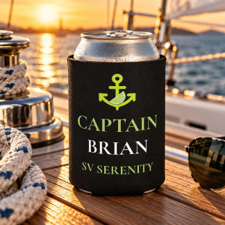 Personalised Captain Name & Boat Name Nautical Can Cooler