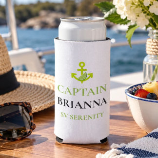 Personalised Captain Name & Boat Name Nautical Seltzer Can Cooler