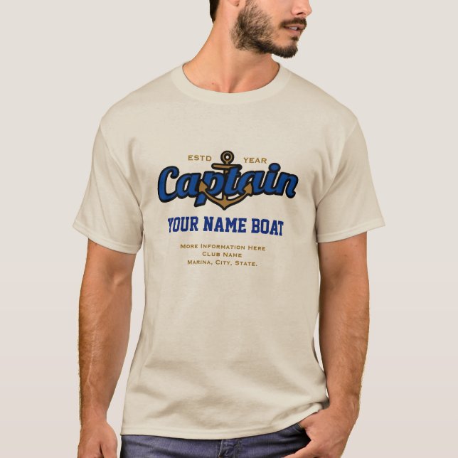 Personalised Captain Name Boat Year and More T-Shirt (Front)