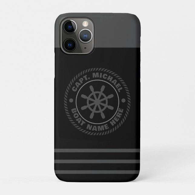 Personalised Captain Nautical Anchor Boat Name Case-Mate iPhone Case (Back)
