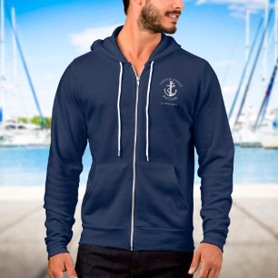 Personalised Captain Nautical Anchor Boat Name Hoodie