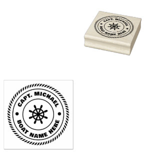 Personalised Captain Nautical Anchor Boat Name Rub Rubber Stamp
