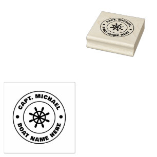 Personalised Captain Nautical Anchor Boat Name Rub Rubber Stamp