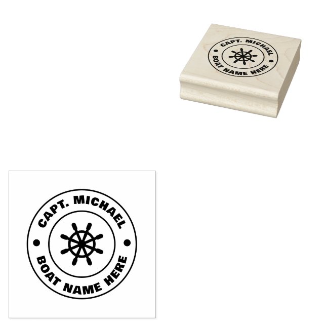 Personalised Captain Nautical Anchor Boat Name Rub Rubber Stamp (Stamped)