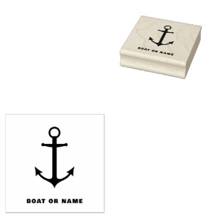 Personalised Captain Nautical Anchor Boat Name Rubber Stamp