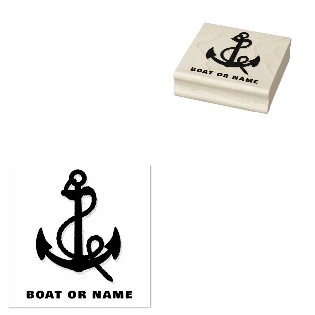 Personalised Captain Nautical Anchor Boat Name Rubber Stamp (Stamped)