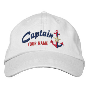 Personalised Captain Nautical Anchor Your Name Embroidered Hat