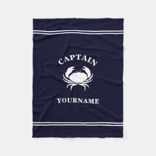 Personalised Captain Nautical Crab Fleece Blanket