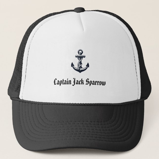 Personalised Captain’s Hat - Nautical Anchor (Front)