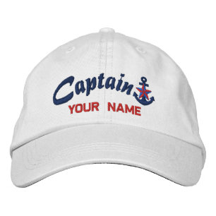 Personalised Captain Star Anchor Your Name Embroidered Hat