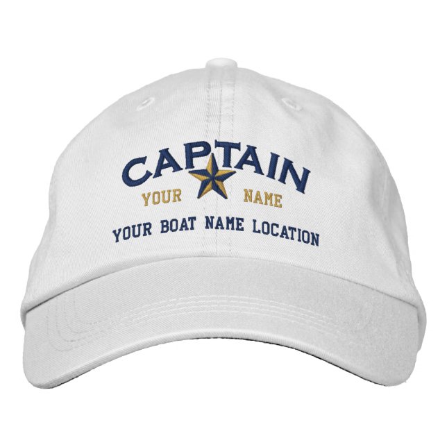 Personalised CAPTAIN Star Ball Cap Embroidery (Front)