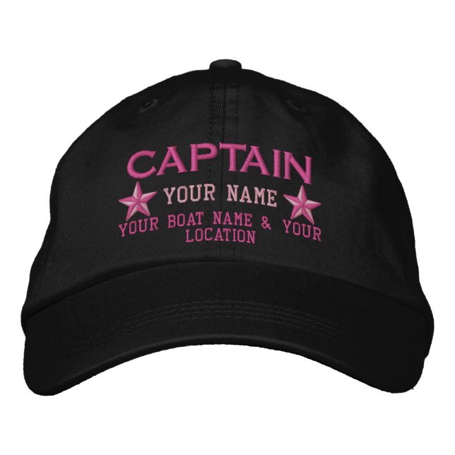 Personalised Captain Stars Ball Cap Embroidery (Front)