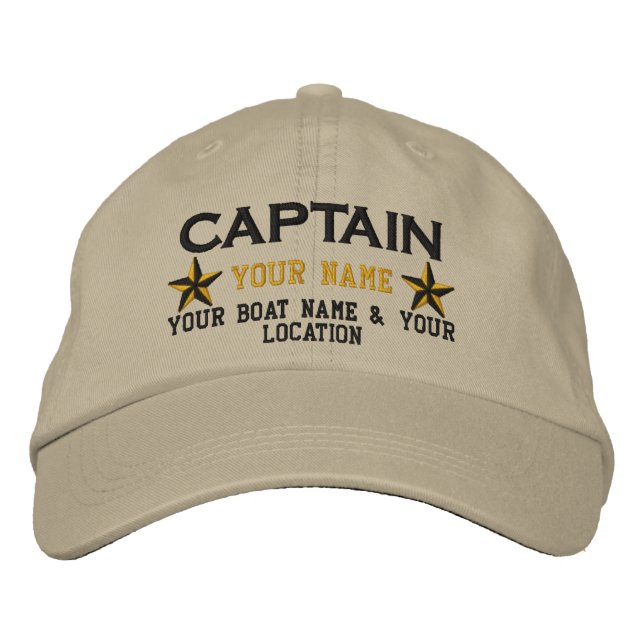 Personalised Captain Stars Ball Cap Embroidery (Front)