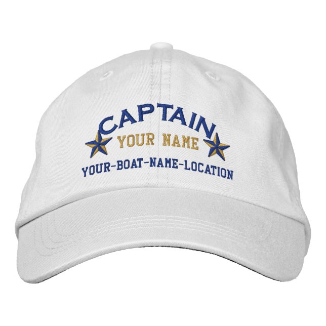 Personalised Captain Stars Ball Cap Embroidery (Front)