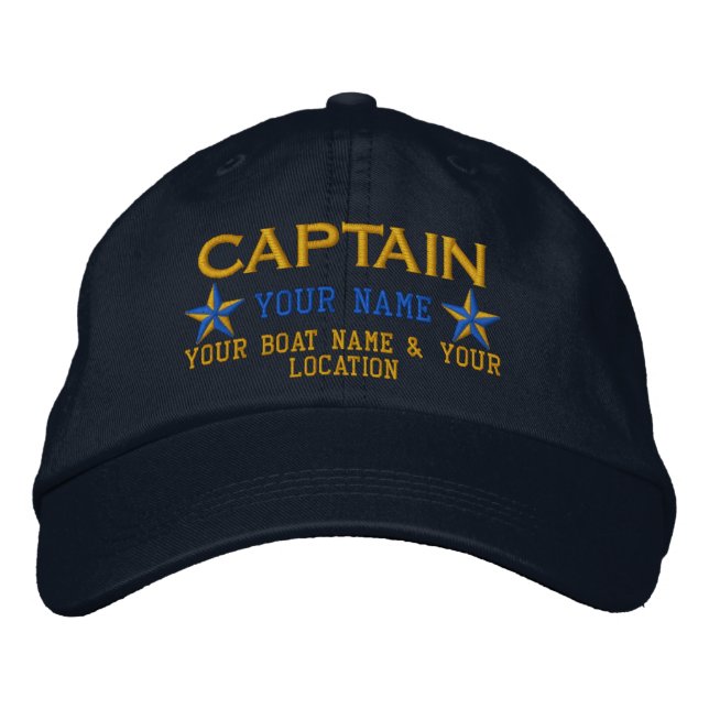 Personalised Captain Stars Ball Cap Embroidery (Front)