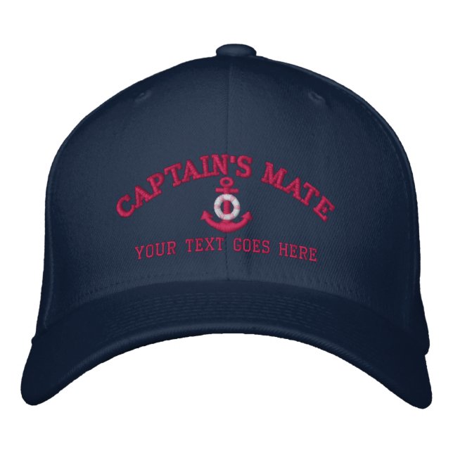 Personalised Captain's Mate Boat Name Your Name Embroidered Hat (Front)