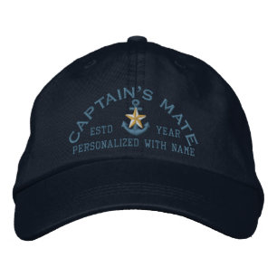 Personalised Captain's Mate Coastal Star Anchor Embroidered Hat