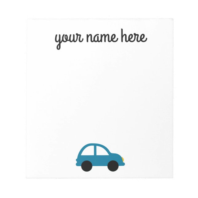 Personalised Car Stationery Notepad for Kids (Front)