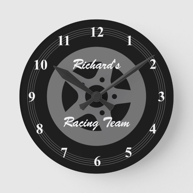 Personalised car wheel tire and rim wall clock (Front)