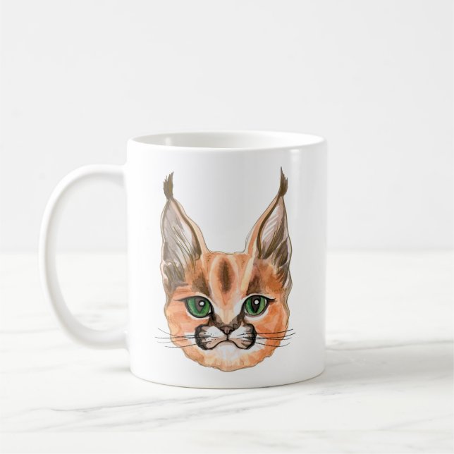 Personalised Caracal cat Coffee Mug (Left)
