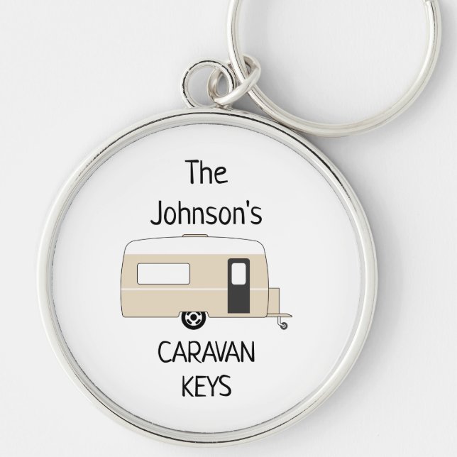 Personalised Caravan Keys name Key Ring (Front)