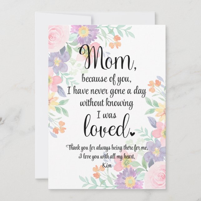 Personalised Card for Mum Mother's Day Card (Front)