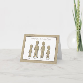 Personalised Cardboard Family of 4 Note Card